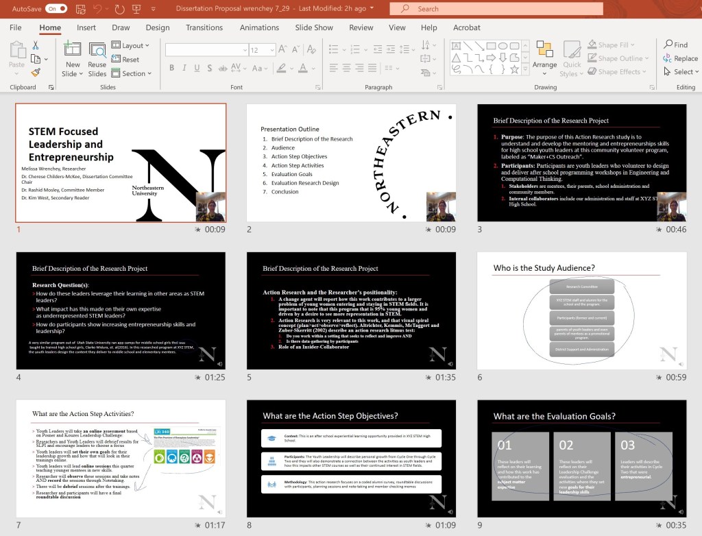 screenshot of slides of working dissertation proposal